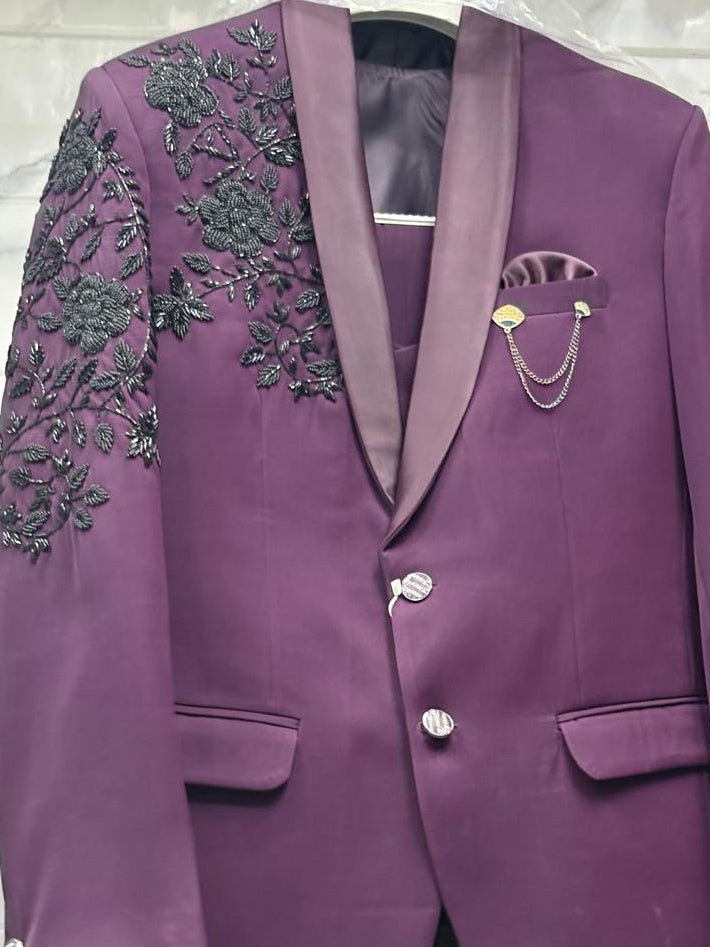 Club AK Men's Premium Purple 3 Piece Suit | Luxury Wedding & Reception Wear