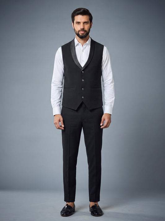 Club AK Men's Royal Black Formal Suit for Wedding, Reception and Cocktail Party