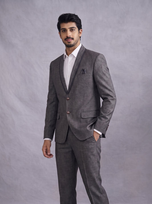 Club AK Men's Premium Charcoal Grey Formal Suit Set for Wedding, Reception & Party Wear