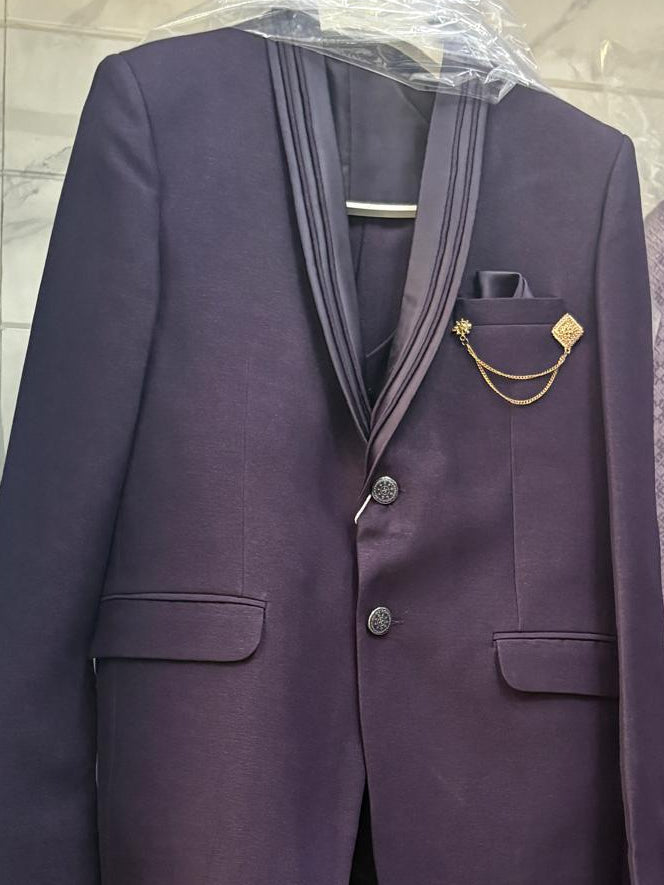Club AK Men's Premium Deep Wine Purple 3 Piece Suit for Men