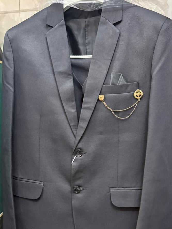 Club AK Men's Charcoal Grey Three Piece Suit Set