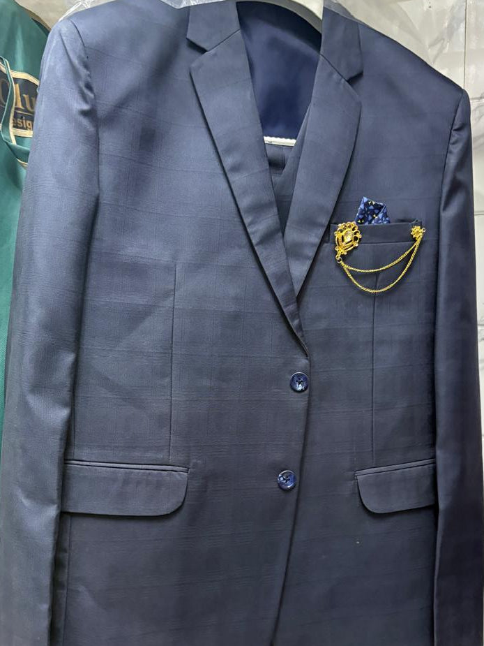 Club AK Men's Steel Grey Three Piece Suit Set