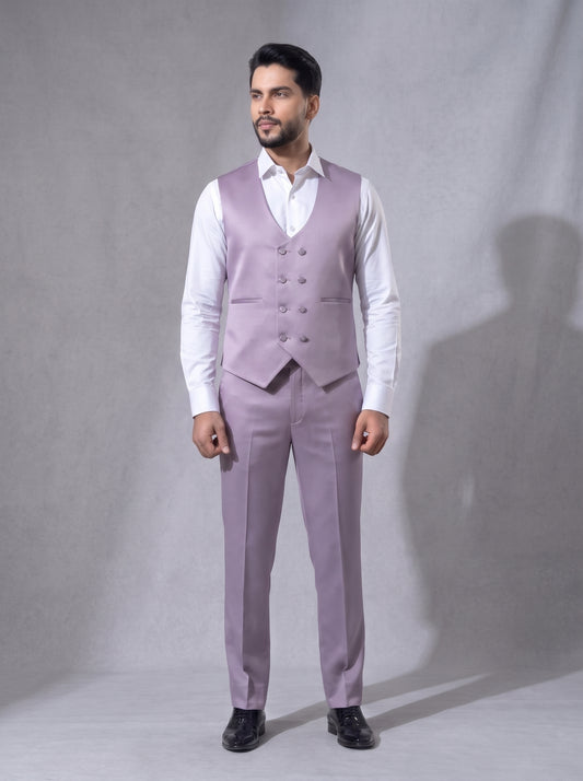 CLUB AK Men's Premium Lavender Three-Piece Suit for Men | Designer Wedding, Reception & Party Wear Suit