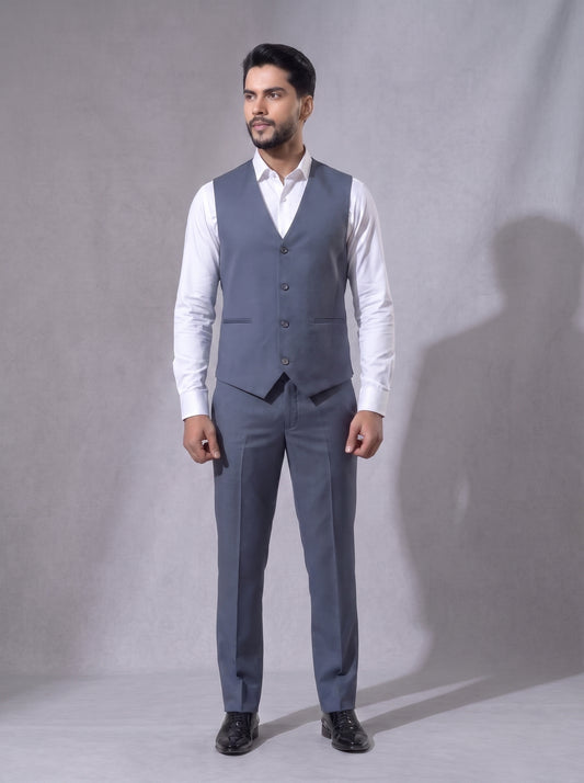 Club AK Men's Premium Steel Blue 3 Piece Formal Suit | Luxury Wedding, Reception & Party Wear