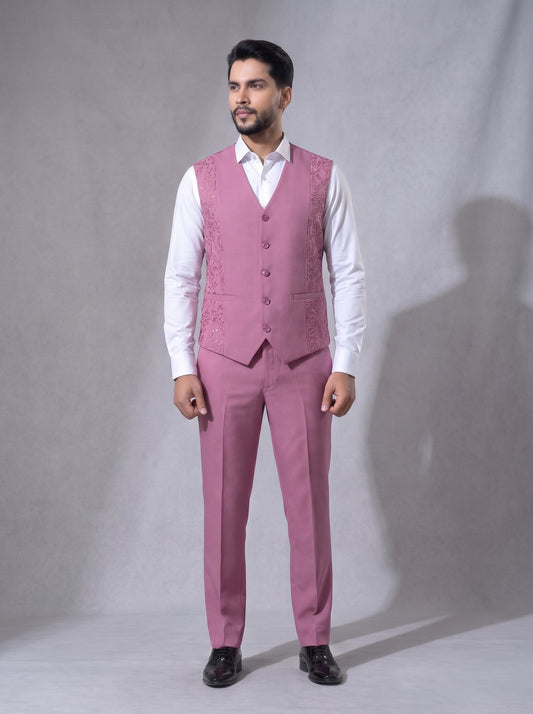 Club AK Men's Premium Dusty Pink 3 Piece Suit | Luxury Wedding, Reception & Party Wear