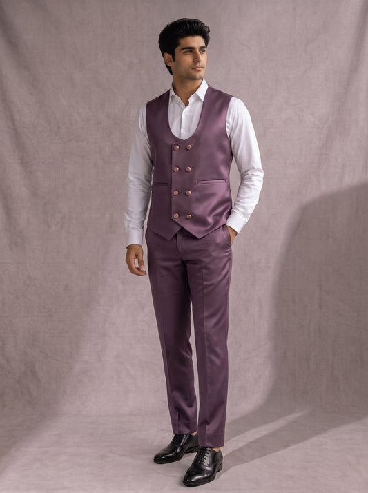 Club AK Luxury Plum Purple 3 Piece Suit for Men | Premium Party & Wedding Blazer Set