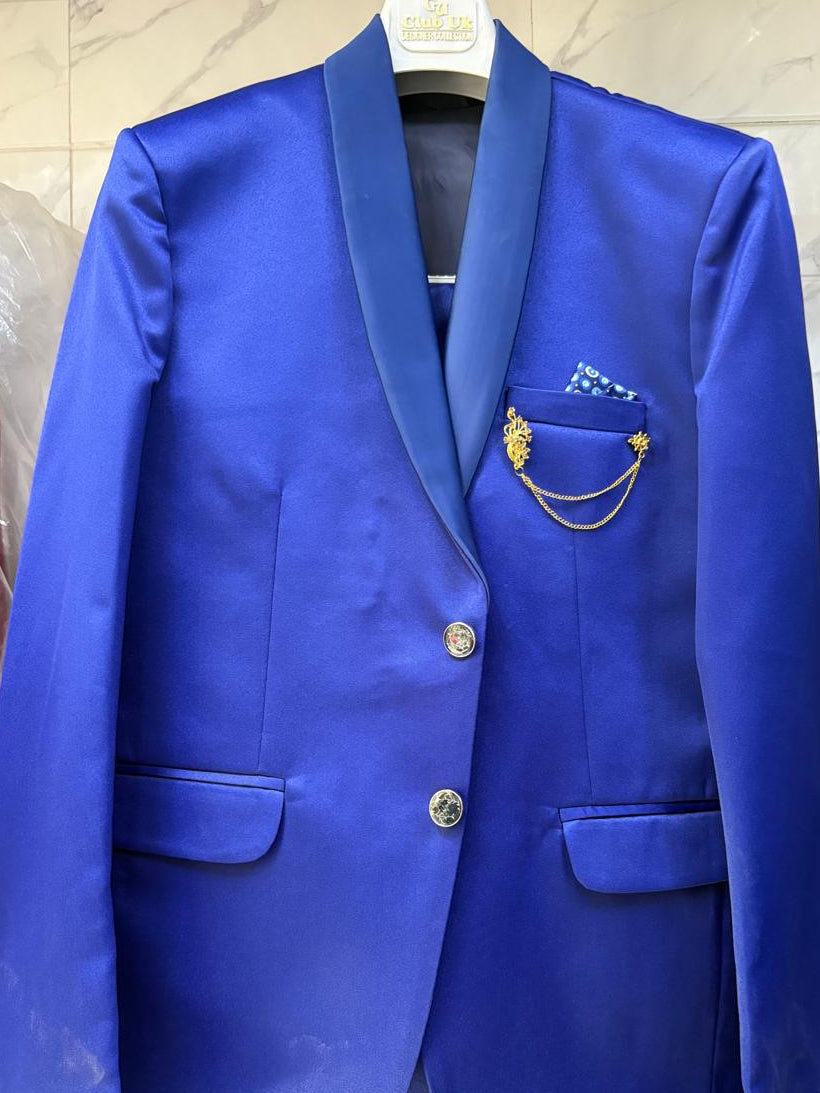 Club AK Men's Royal Blue Three Piece Suit