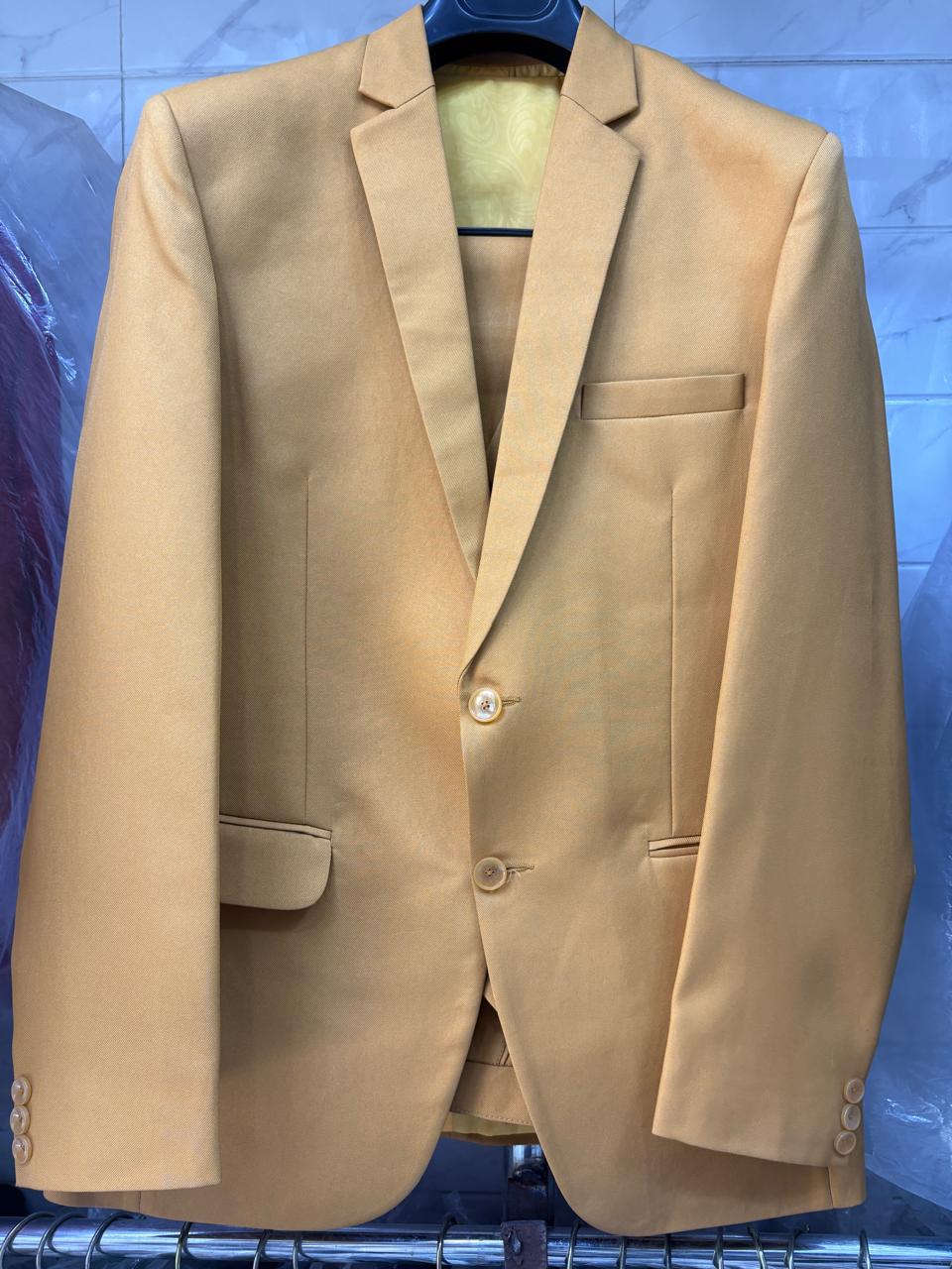 Club AK Men's Mustard Yellow Three Piece Suit