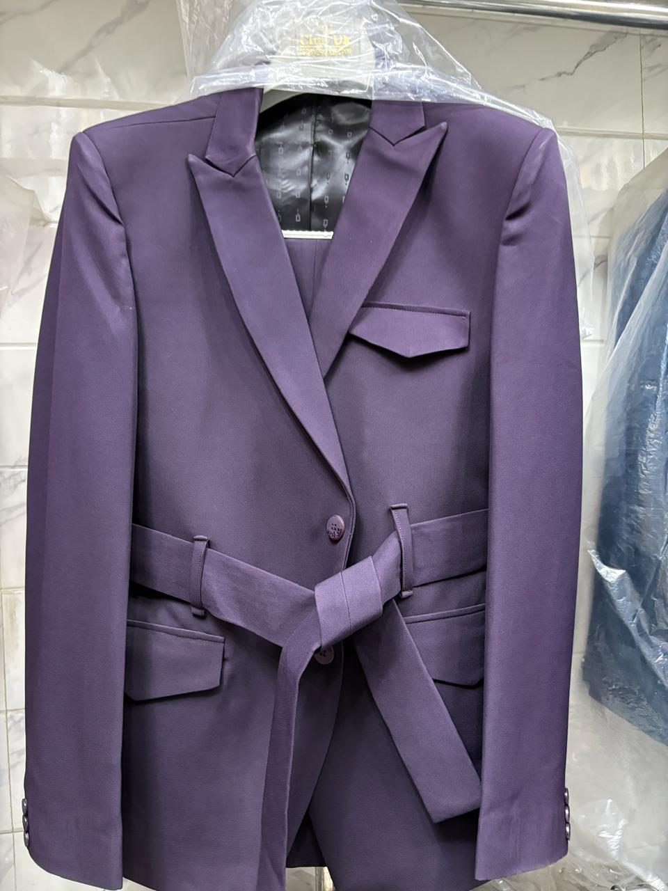 Club AK Men’s Premium Purple Belted Three Piece Suit