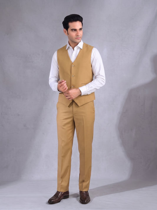 Club AK Men's Mustard Gold 3-Piece Suit | Premium Wedding & Party Wear suit Set