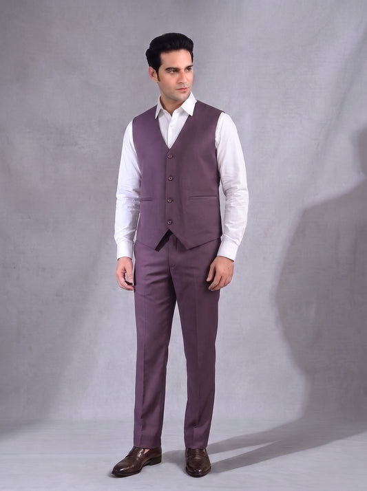 Club AK Premium Plum Purple 3 Piece Suit for Men | Slim Fit Wedding & Reception Wear