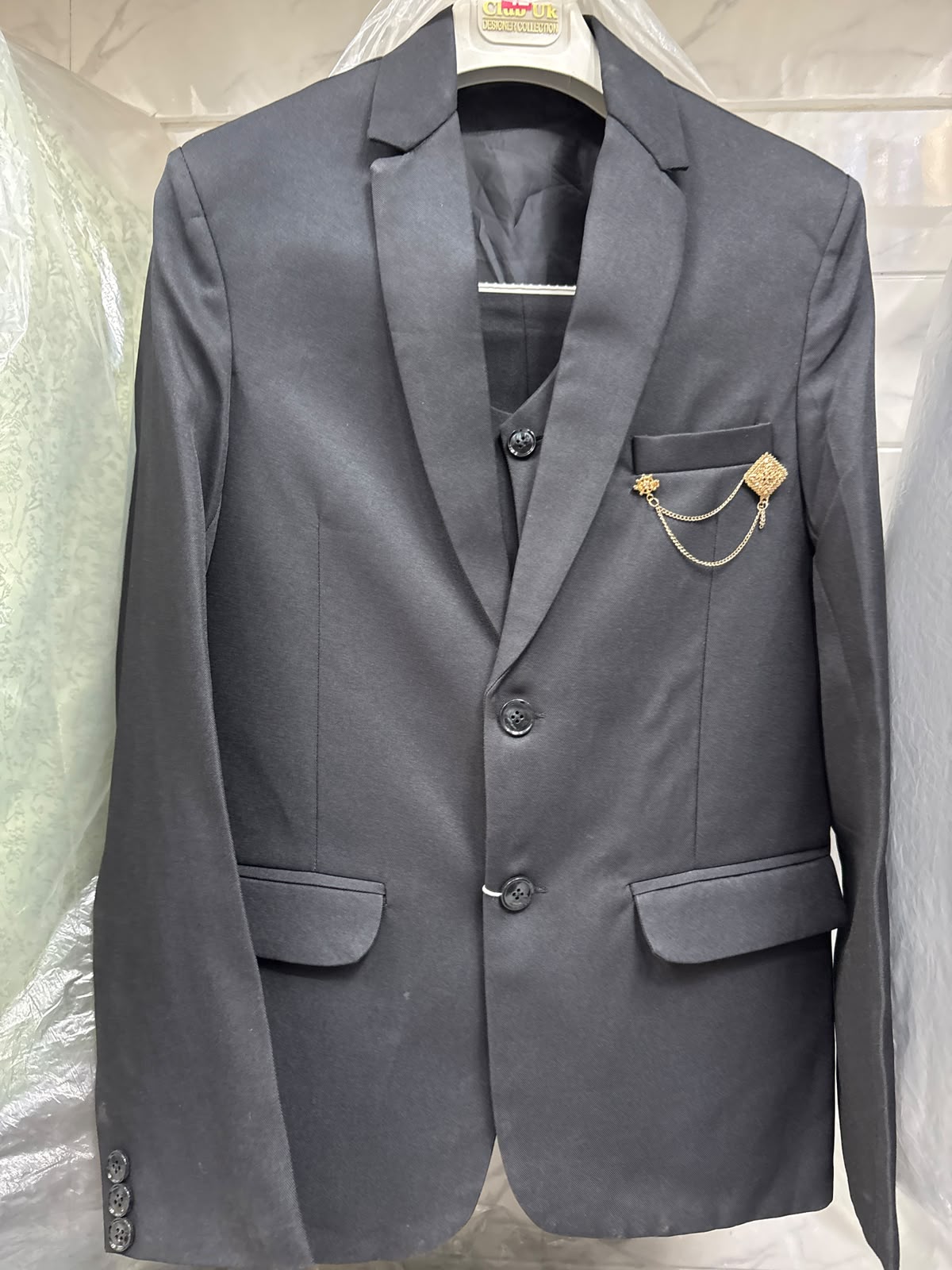 Club AK Men's Classic Black Three Piece Suit – Premium Wedding, Reception, Party & Formal Wear Suit