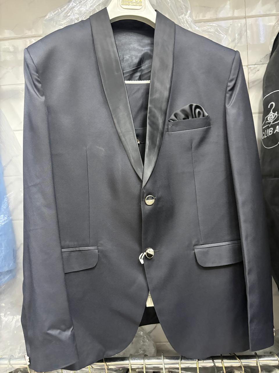 Club AK Men's Black Three Piece Suit with Satin Shawl Lapel – Premium Wedding, Reception & Party Wear Suit