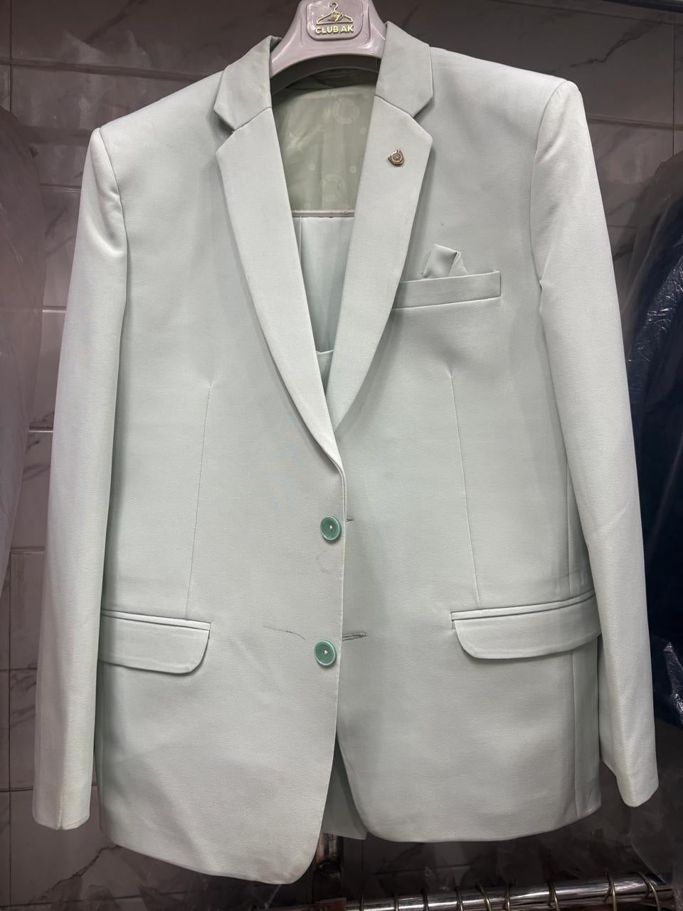 Club AK Men's Premium Mint Green 3 Piece Suit | Luxury Wedding, Reception & Party Wear