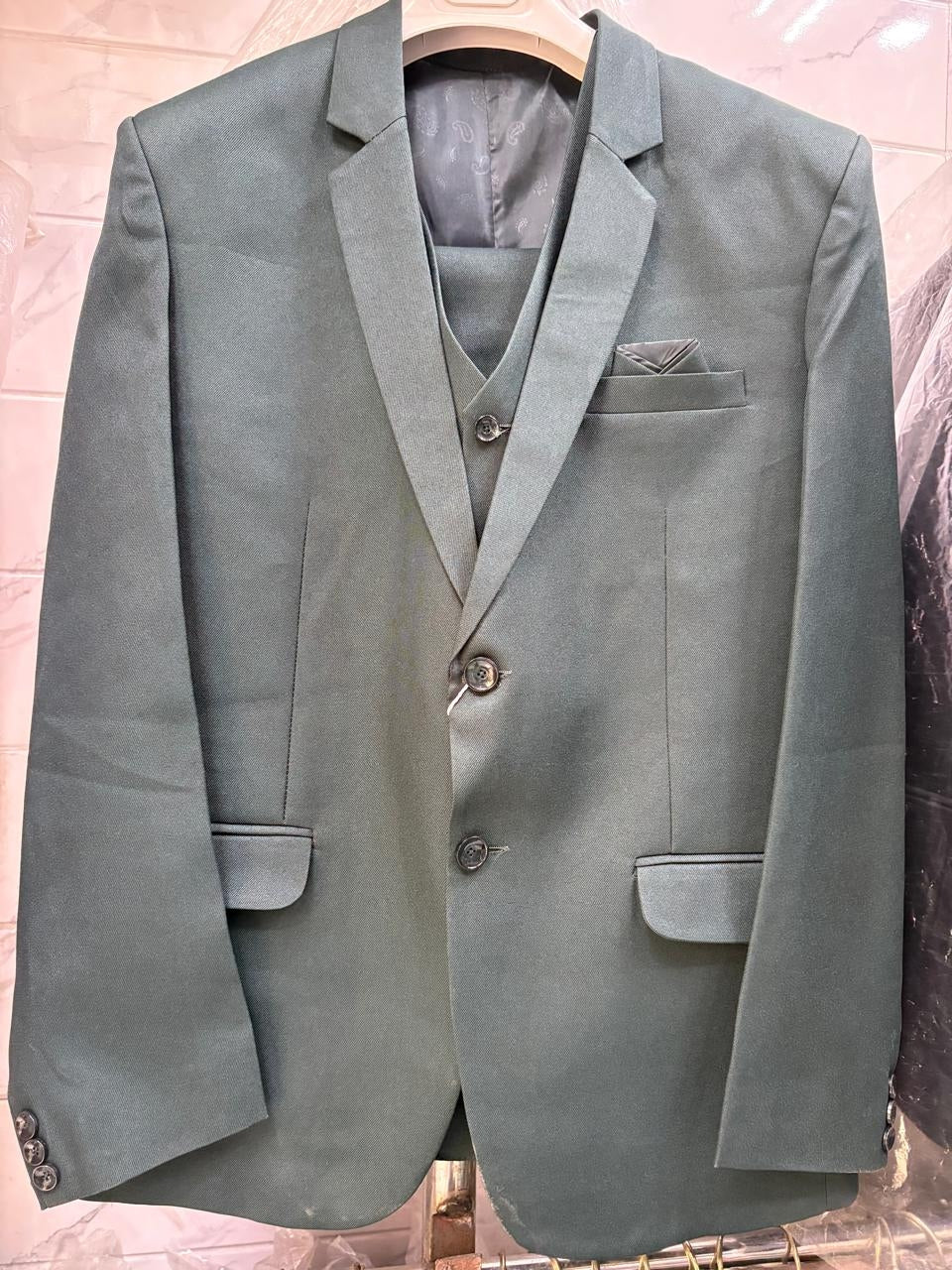 CLUB AK Men's Forest Green Three Piece Suit for Men | Premium Wedding & Reception Wear Suit Set