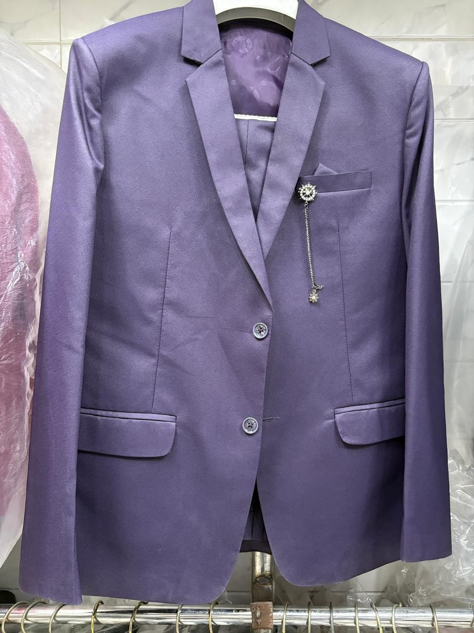 CLUB AK Men's Premium Lavender Three-Piece Suit for Men | Designer Wedding & Party Wear