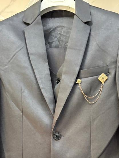 CLUB AK Men's Charcoal Grey Three Piece Suit for Men | Premium Wedding & Party Wear suit Set