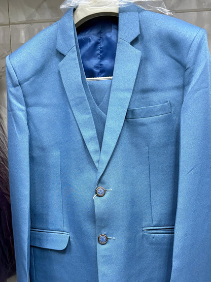 Club AK Men's Premium Sky Blue 3 Piece Suit