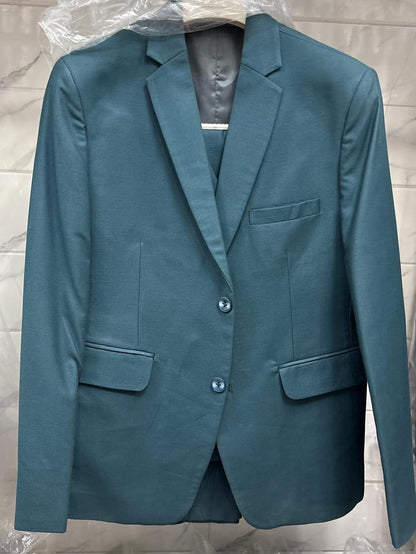 Club AK Men's Ocean Teal Three-Piece Suit with Tailored Blazer, Waistcoat & Trousers
