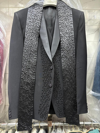 Club AK Men’s Premium Black Three Piece Tuxedo Suit