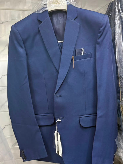 Club AK Men's Royal Blue Premium Three-Piece Suit
