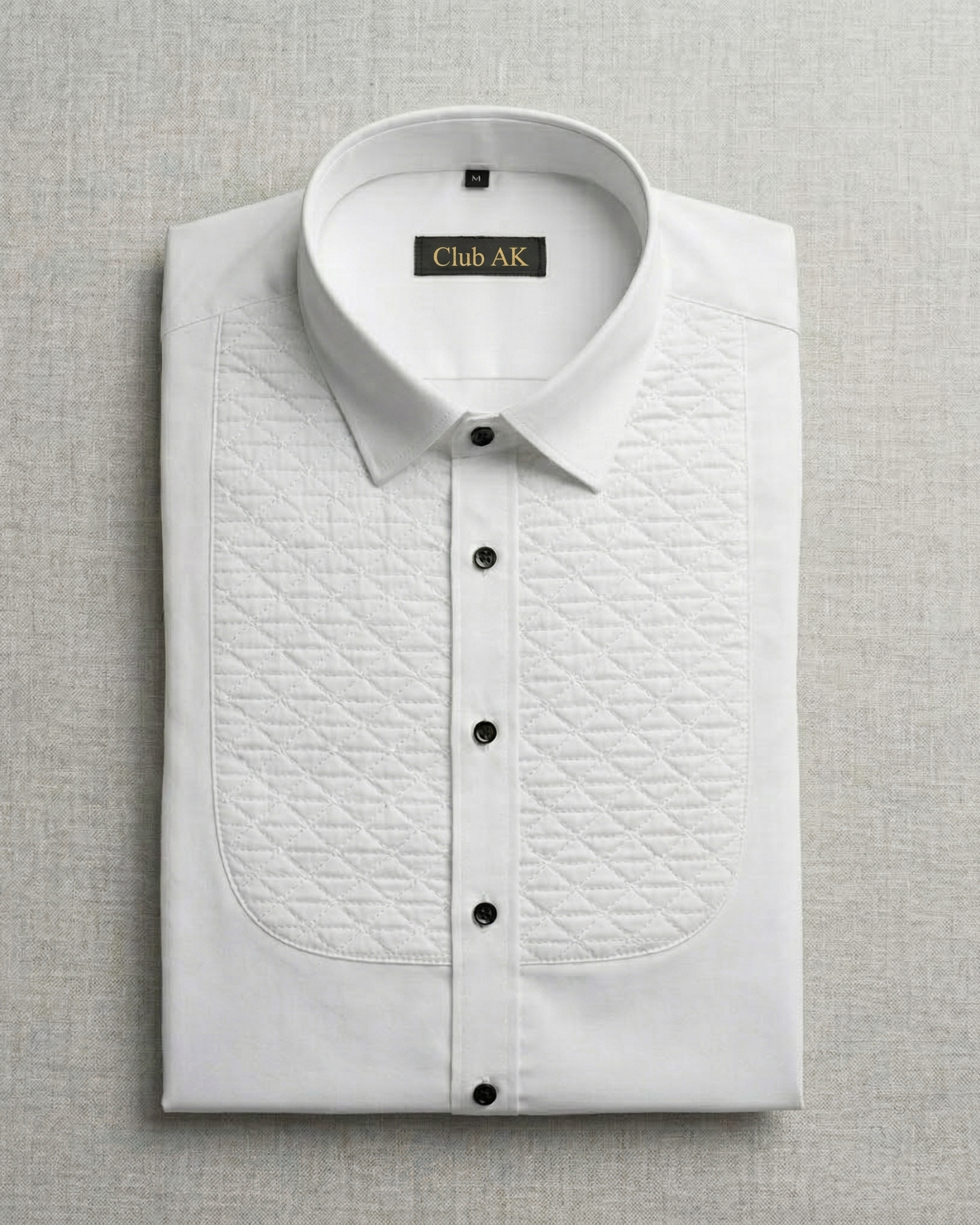 Club AK White Tuxedo Quilted Shirt for Men