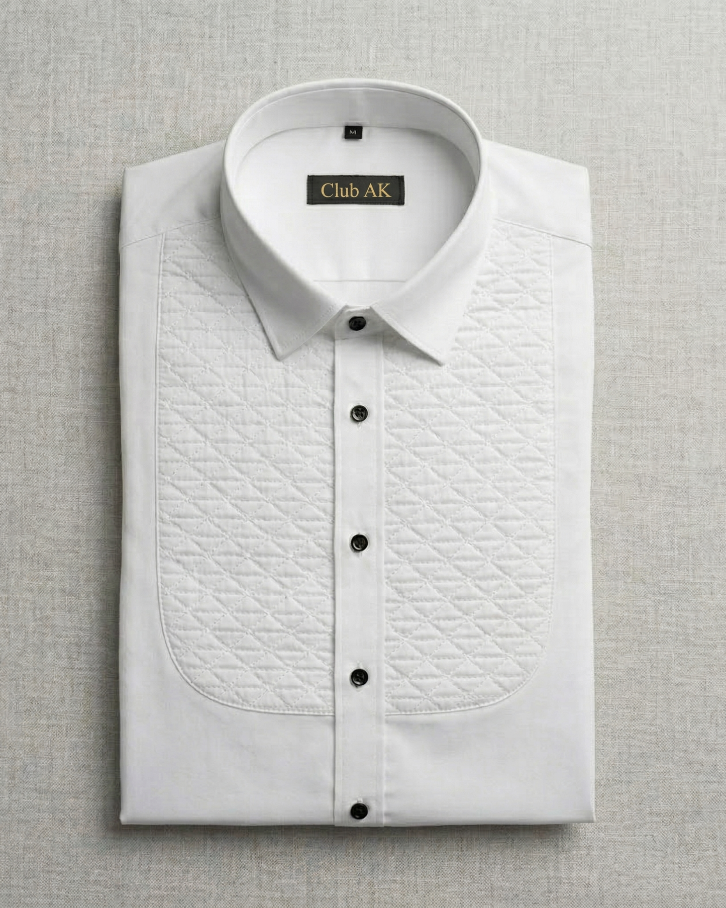 Club AK White Tuxedo Quilted Shirt for Men