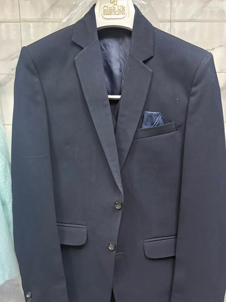Club AK Men's Navy Blue Premium Three-Piece Suit