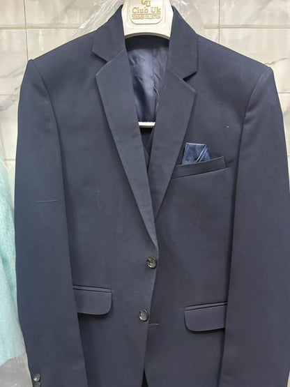 Club AK Men's Navy Blue Premium Three-Piece Suit