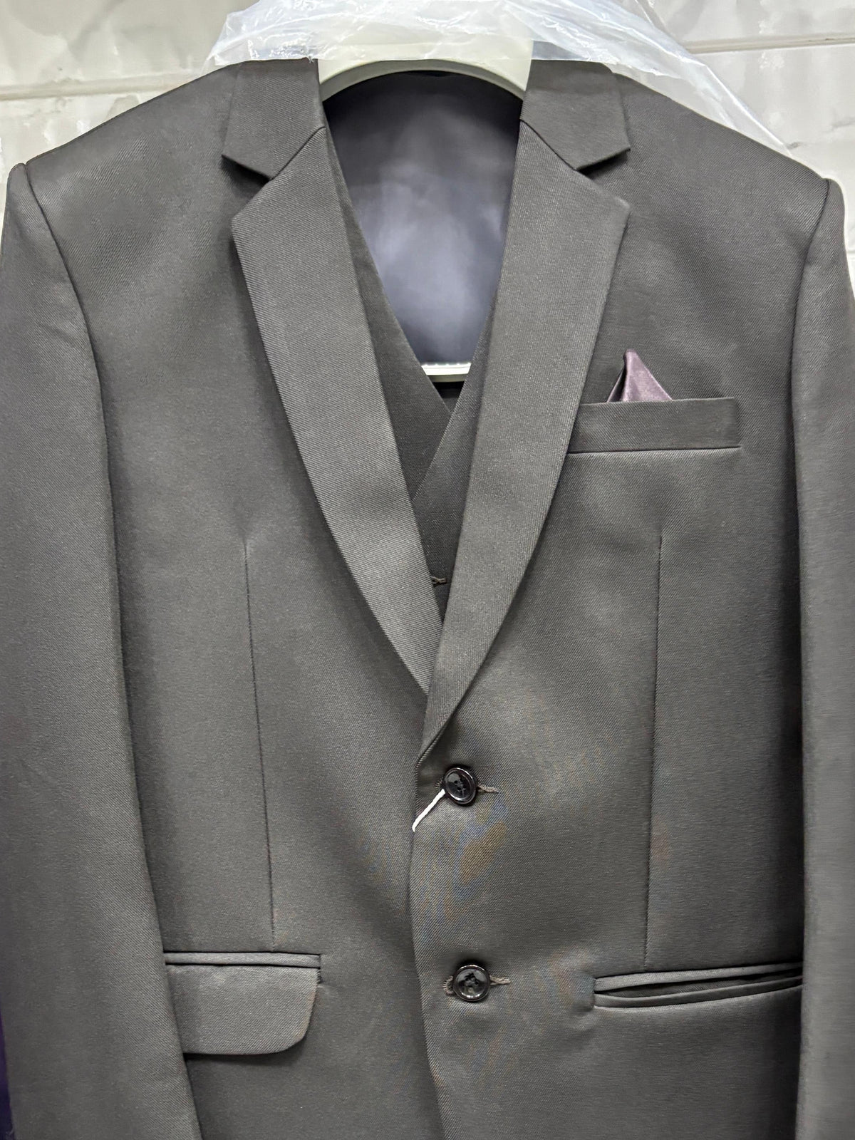 Club AK Men's Premium Charcoal Grey 3 Piece Suit