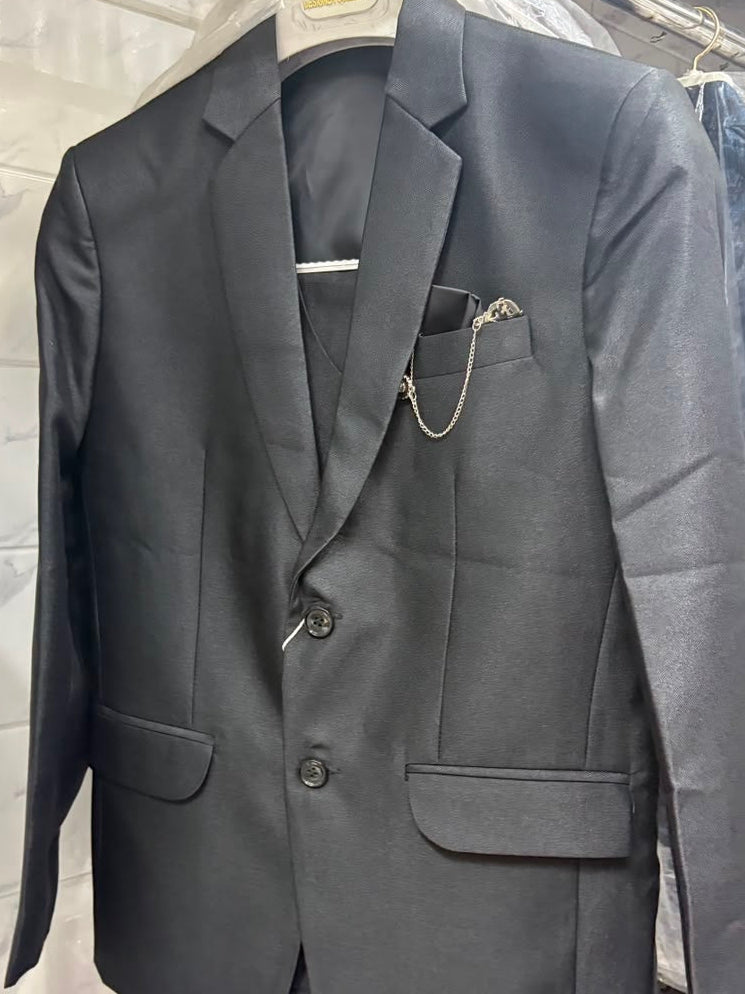 Club AK Men's Charcoal Grey Premium Three-Piece Suit