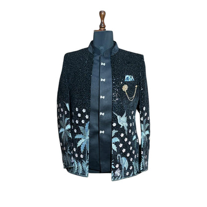 Men’s Black Embroidered ShrugJodhpuri| Designer Wedding & Party Wear