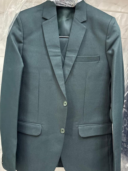 Club AK Men's Forest Green Premium Three-Piece Suit with Tailored Blazer, Waistcoat & Trousers