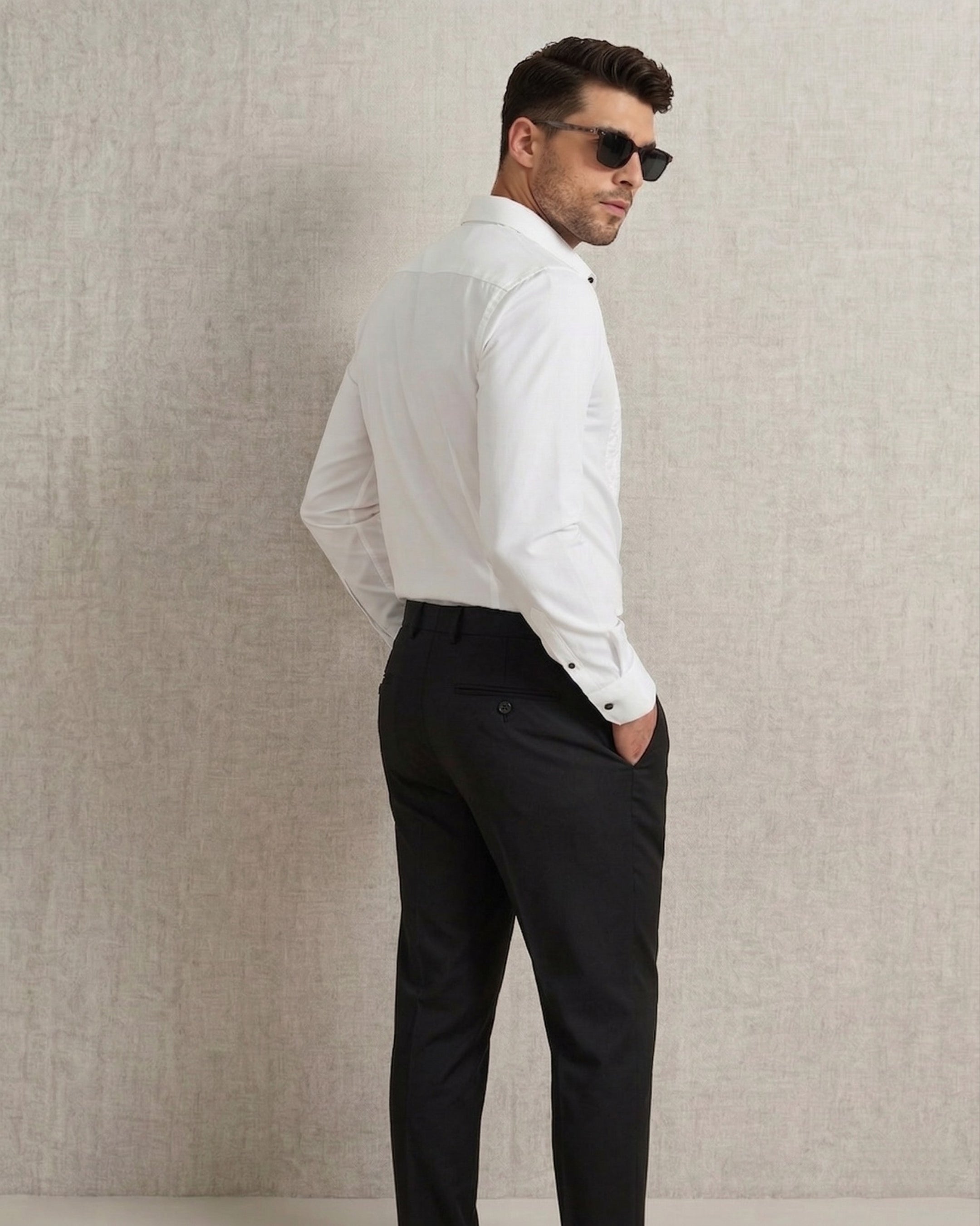 Club AK White Tuxedo Quilted Shirt for Men