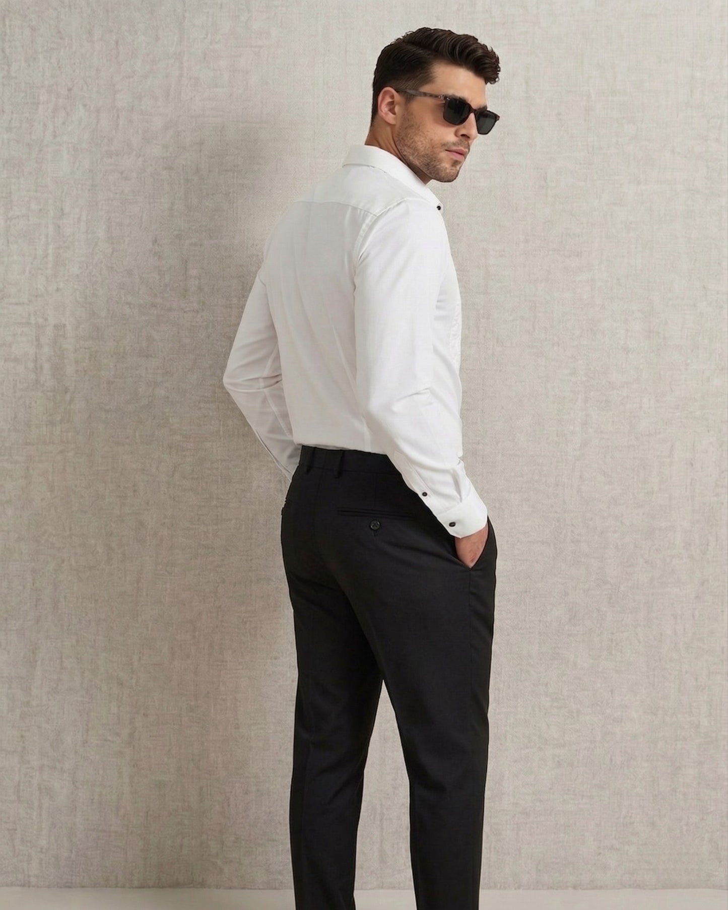 Club AK White Tuxedo Quilted Shirt for Men