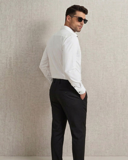 Club AK White Tuxedo Quilted Shirt for Men