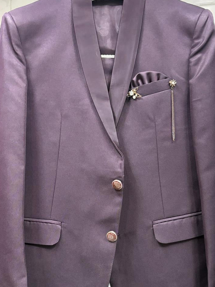 Club AK Luxury Plum Purple 3 Piece Suit for Men | Premium Party & Wedding Blazer Set
