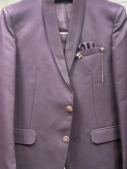 Club AK Luxury Plum Purple 3 Piece Suit for Men | Premium Party & Wedding Blazer Set