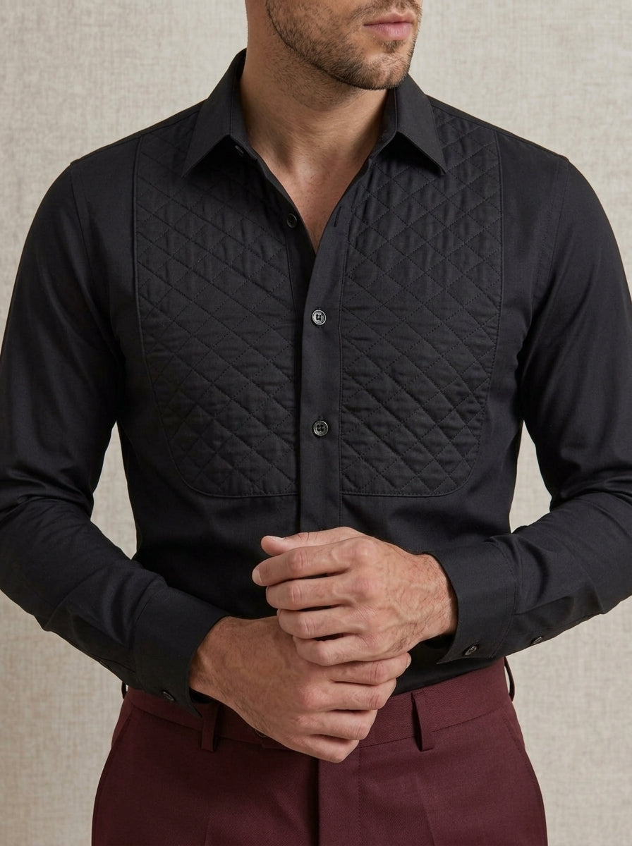 Men’s Black Quilted Designer Shirt