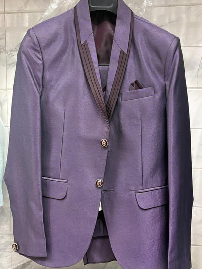 Club AK Men's Royal Lavender Purple Shawl Lapel Three-Piece suit