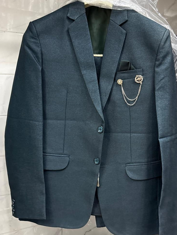 Club AK Men's Royal Teal Blue Tailored Three-Piece Suit for Wedding, Reception & Premium Formal Wear