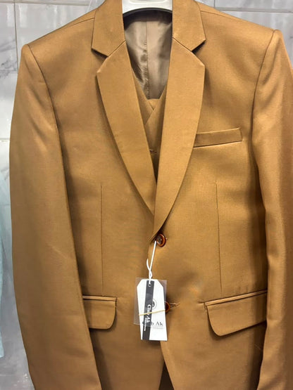 Club AK Men's Mustard Gold Premium Three-Piece Suit