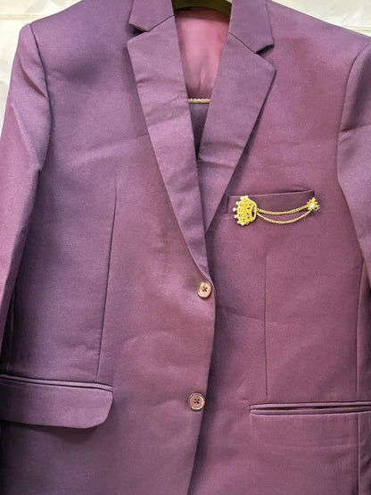 Club AK Premium Plum Purple 3 Piece Suit for Men | Slim Fit Wedding & Reception Wear