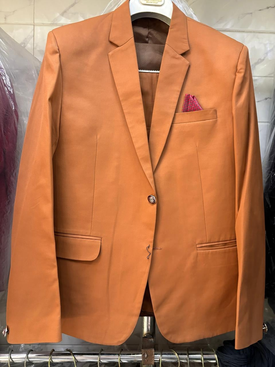 Club AK Men's Rust Orange 3-Piece Suit | Designer Wedding, Reception & Cocktail Wear