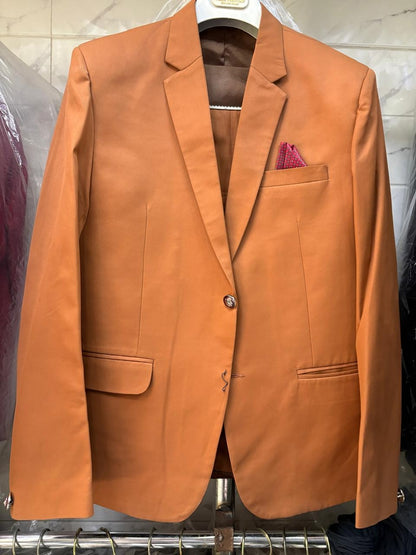 Club AK Men's Rust Orange 3-Piece Suit | Designer Wedding, Reception & Cocktail Wear