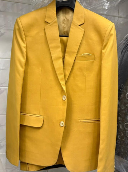 Club AK Men's Mustard Gold Tailored Three-Piece suit