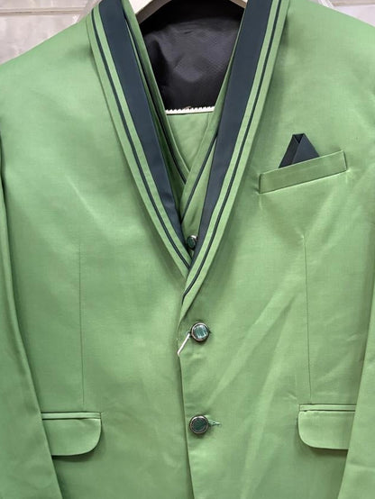 Club AK Men's Olive Green 3 Piece Suit | Designer Wedding & Reception Wear