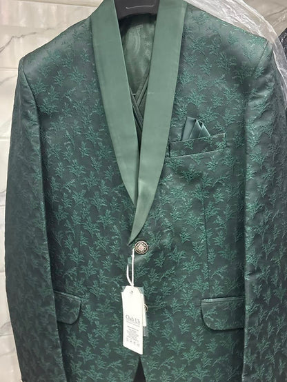 Club AK Men's Premium Emerald Green Satin Finish Two-Piece Suit