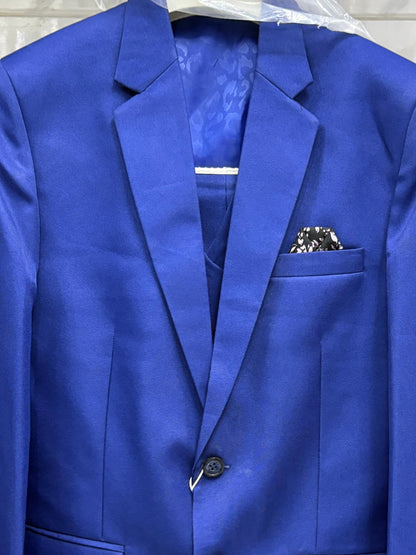 Club AK Men's Royal Blue 3 Piece Suit