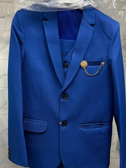 Club AK Men's Sapphire Blue Tailored Three-Piece Suit